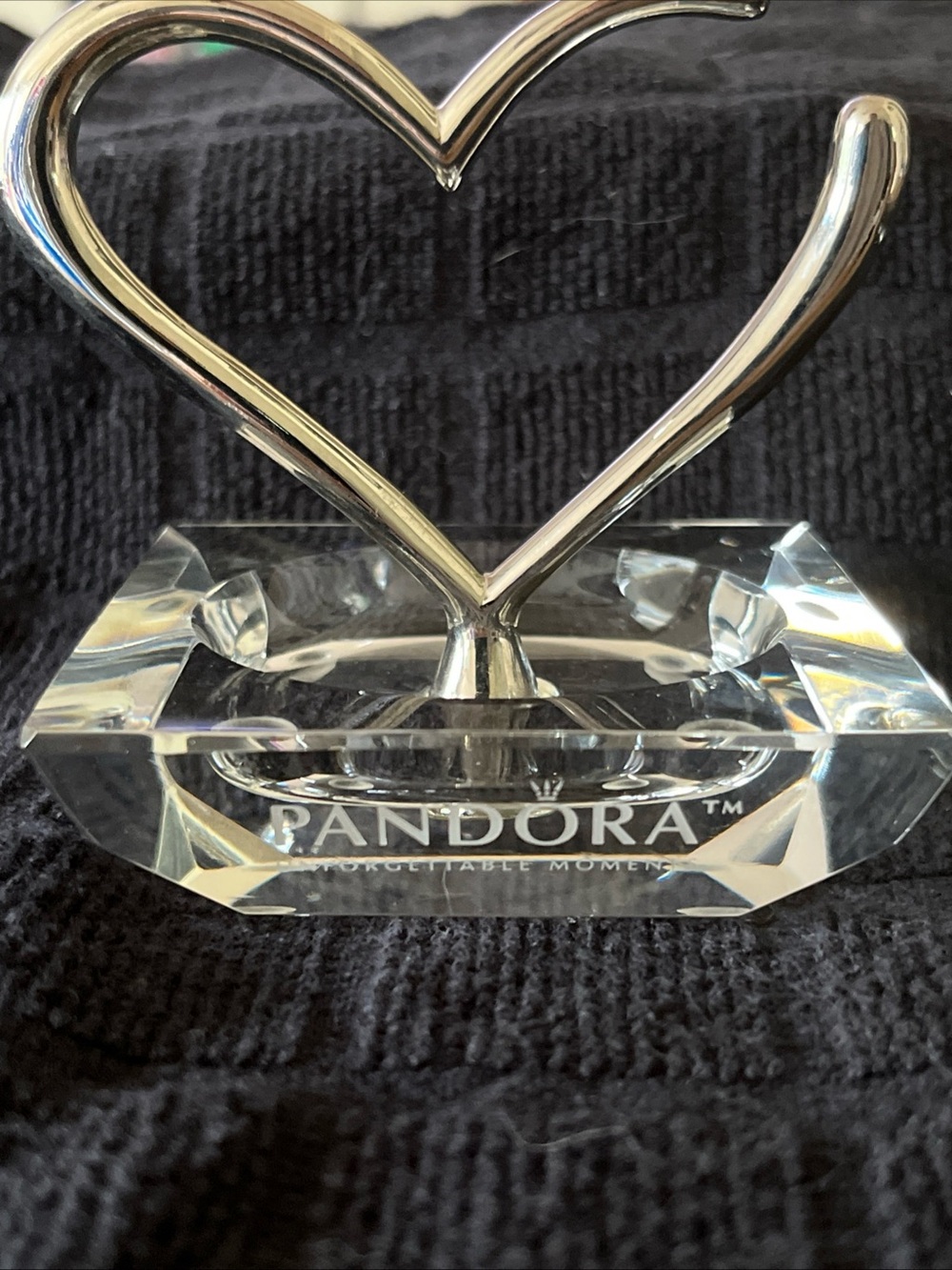 Pandora Silver Heart Crystal Jewelry Stand